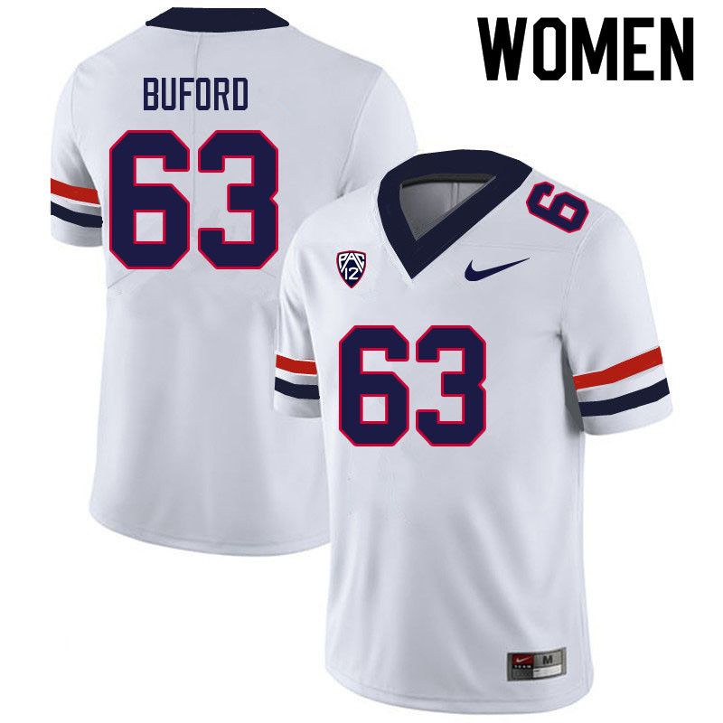 Women #63 Jack Buford Arizona Wildcats College Football Jerseys Sale-White - Click Image to Close